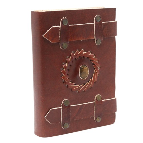 402 - Leather Tigereye with Belts Notebook (6x4