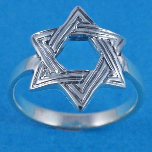 10A - 925 Silver Star Of David Ring size M