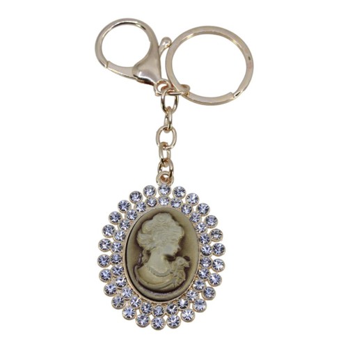 473 - Rhodium or Gold colour plated, cameo design bag charm with genuine crystal stones.
Measuring approx.... 