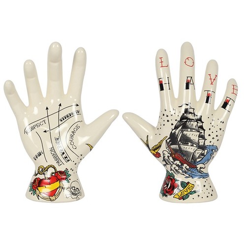 504 - 19CM PALMISTRY TATTOO HAND ORNAMENT
H19cm X W13cm X D5.5cm