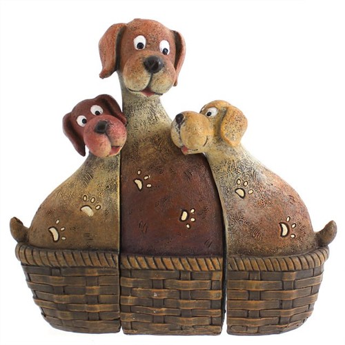 506 - DOG FAMILY IN BASKET
Dog family in a basket. Dogs fit together to create a solid ornament. Ethically... 