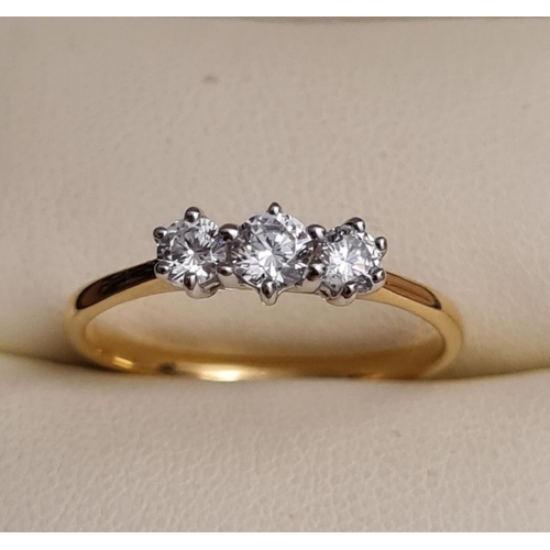 2 - 9ct Yellow Gold on Silver 0.50ct Three Stone  Ring