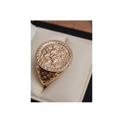 16 - 9ct gold on silver st george ring