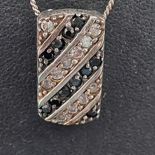 30A - sterling silver c/z black diamond pendant and chain