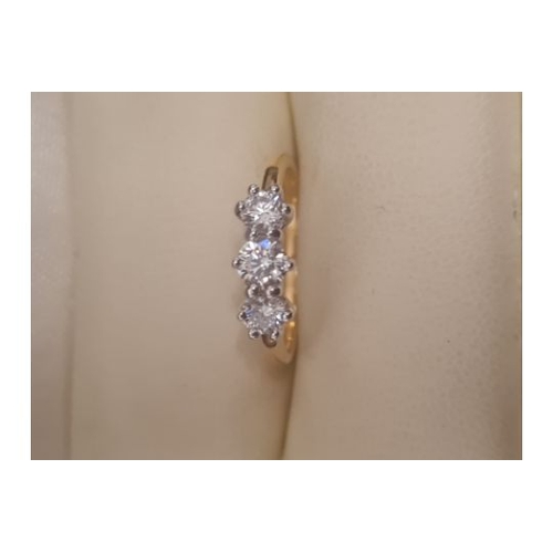 574 - 9ct Yellow Gold on Silver 0.50ct Three Stone  Ring