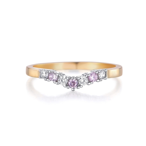 576 - Gold on Sterling 925 Silver Pink and White Sapphire Wishbone Ring