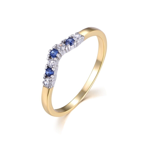 577 - Gold on Sterling 925 Silver Tanzanite White Sapphire Ring