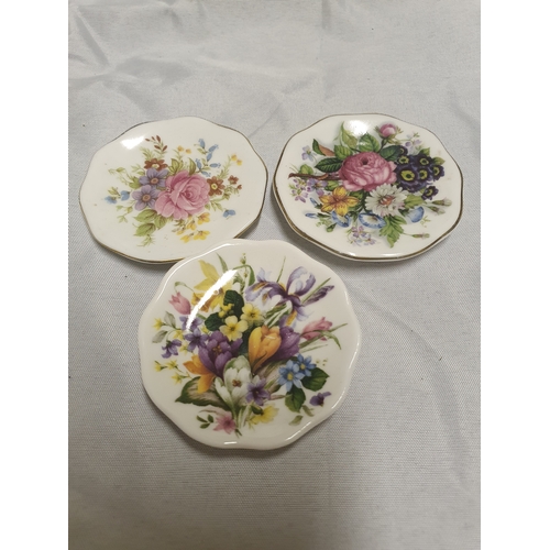 63 - Set of 3 bone china floral pieces