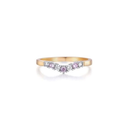 13D - Gold on Sterling 925 Silver Pink and White Sapphire Wishbone Ring