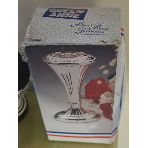 20 - Silver plated boxed vase