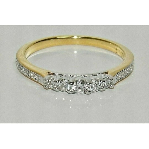 153 - 9ct Yellow Gold on Silver 5 Stone Ring