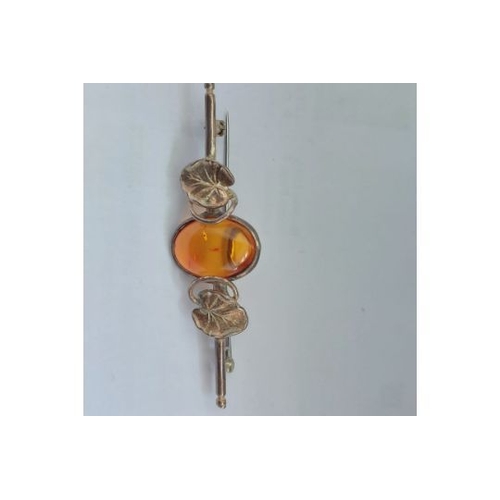 15A - antique sterling silver baltic amber broach