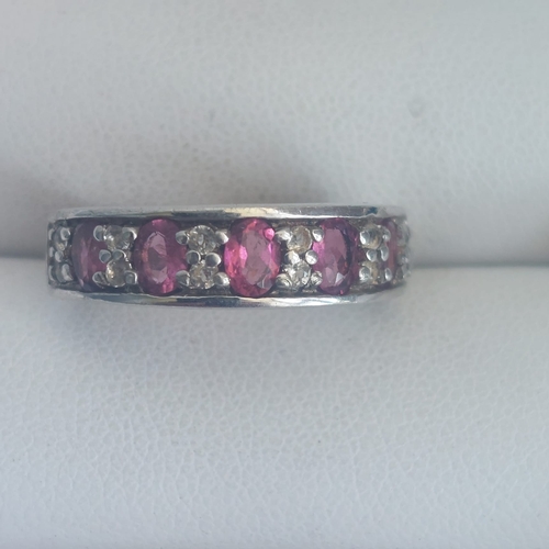 145A - .925 silver ruby and diamond ring TGGC size k/l