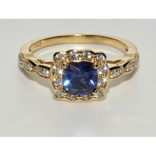 639 - 9ct Yellow Gold on Silver Tanzanite  Ring -