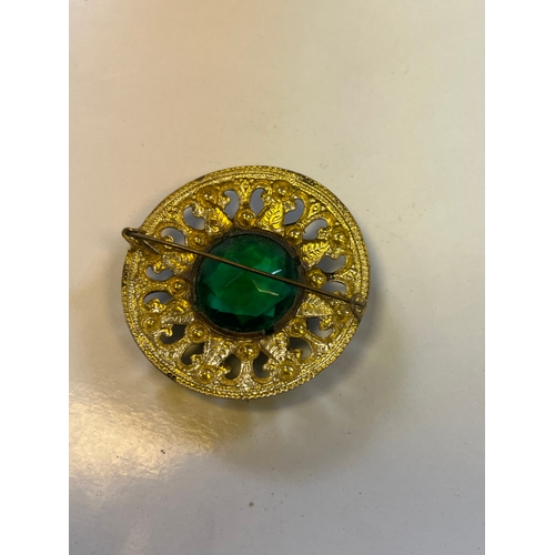 1A - Vintage green stone broach