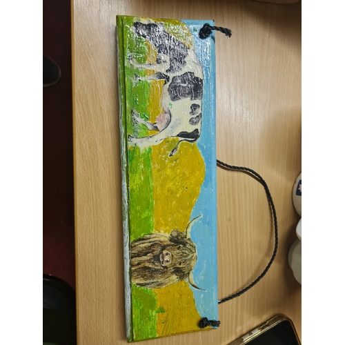 005D - Wooden highland cow plaque
