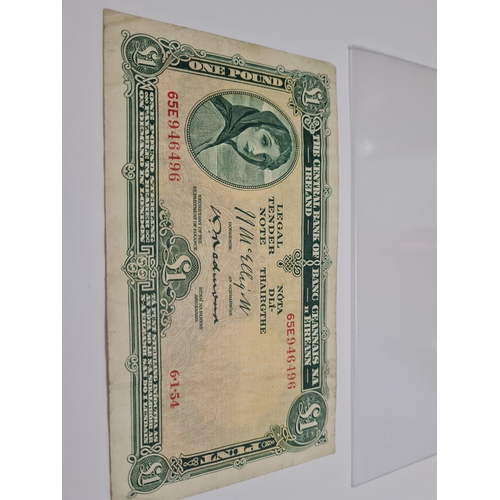 014B - 1954 lady lavery 1 pound sterling note good condition