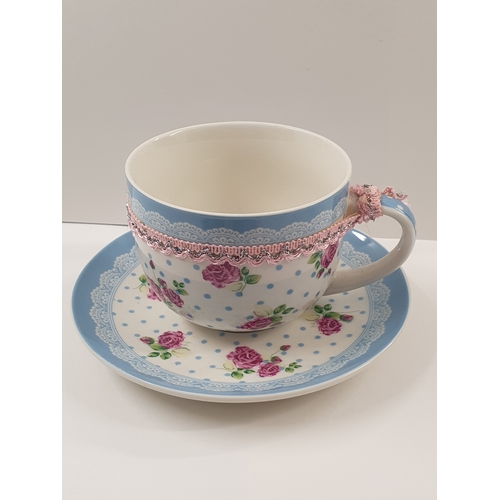 6 - Beautiful Large Coffee Mug with matching Saucer