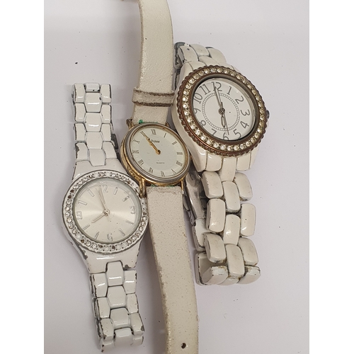 46 - X3 White Strap Watches