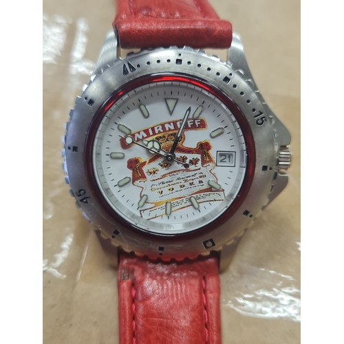 10T - Smirnoff vodka watch working 


Needs strap repaired