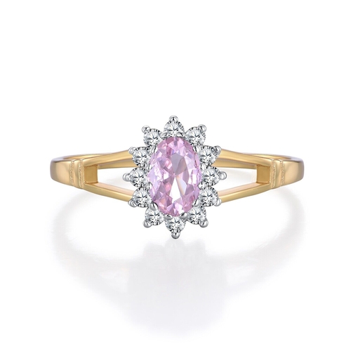 927 - 9 Carat Gold on Sterling 925 Silver Pink and White Sapphire Ring