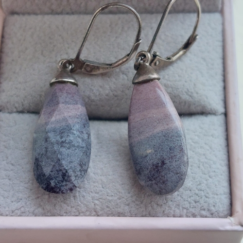 09D - . 925 silver agate earrings