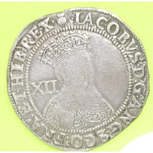 06K - 1603-25 James I SHILLING Hammer Silver Coin 5.91grams