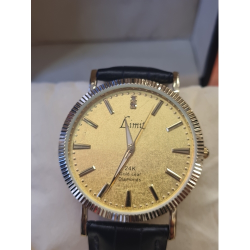 027K - Vintage limit 24 k gold leaf diamonds limit watch