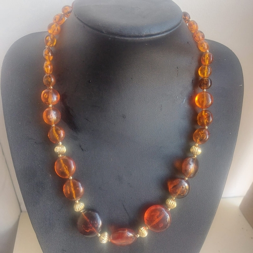 38H - Vintage stringed amber necklace