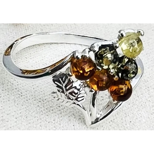 64D - Cognac Baltic Amber 925 Sterling Silver