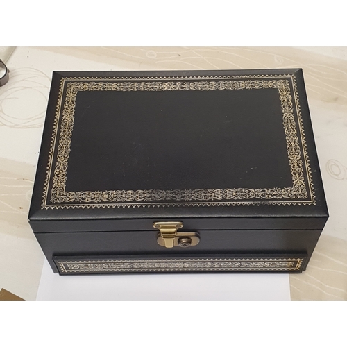 71G - Large black jewellery storage chest with drawer and lining