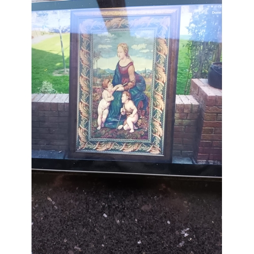 4P - Large Tapestry 63.5×42.5 ins. Including very ornate glazed frame.