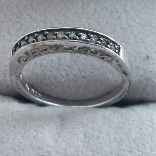 002I - .925 silver diamond half eternity channel ring