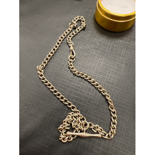 13T - Heavy gents silver t bar chain