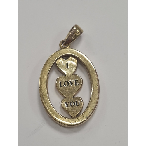 8O - Vintage i love you stamped pendant