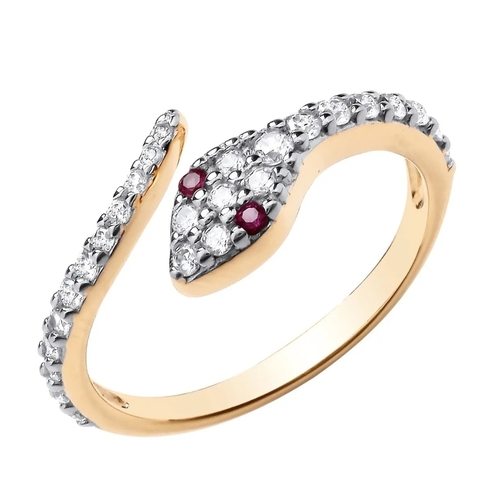 02I - 9ct Gold on Silver Ruby & CZ Snake Serpent