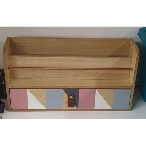 79N - Lovely wooden table top letter holder with storage drawer