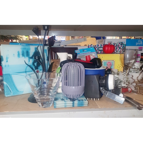 056X - Large Shelf Lot Of Mixed Homeware Items