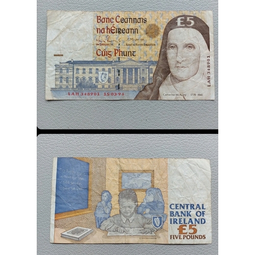 1A - A 15.03.1994 Central Bank Of Ireland £5 Five Pounds Banknote LAH 348901