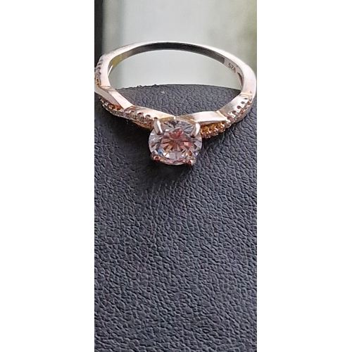 259 - . 925 silver cz and diamond ring size R/S