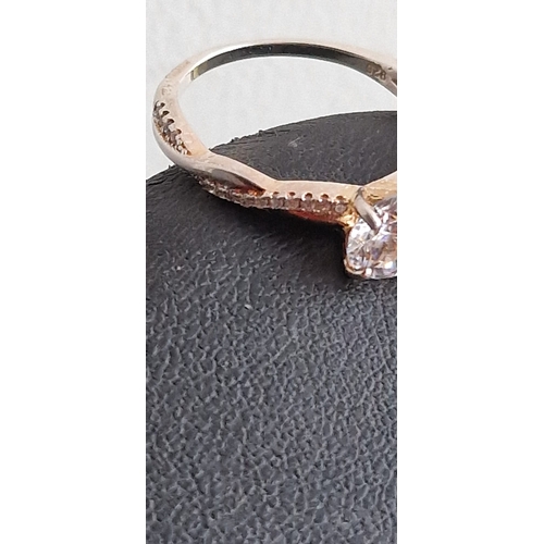 259 - . 925 silver cz and diamond ring size R/S