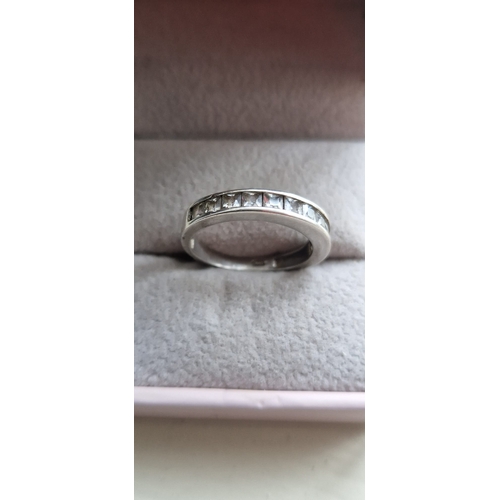 275 - .925 silver channel set cz ring size M/N