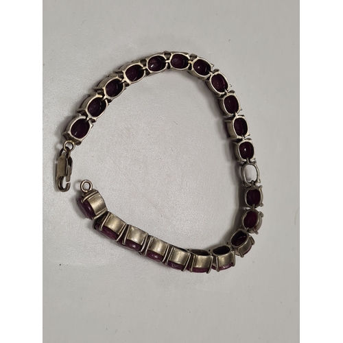 245 - Heavy silver 925 bracelet 

1 stone missing