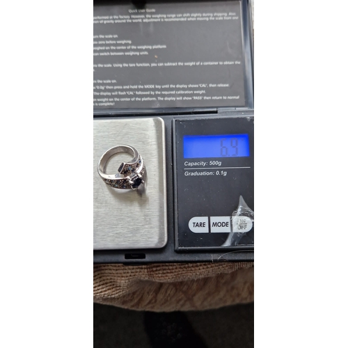 19R - .925 silver Black diamond ring size l/m