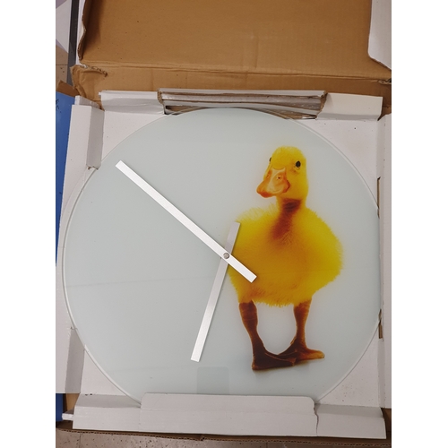 501 - Large Boxed Glass Animal Clock