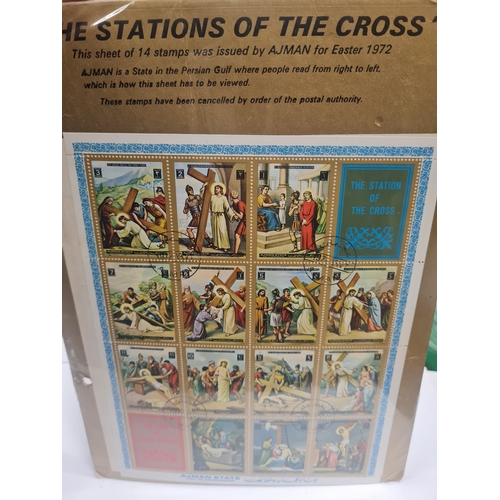 1R - Ajman Easter 1972 Set of 14 Stamps/ 2 Labels The Stations of the Cross