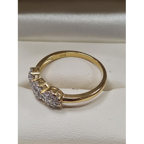 8 - 9ct gold on silver 3 stone ring