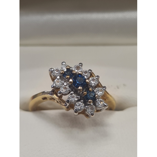 949 - 18k plated sapphire and cz ring size o