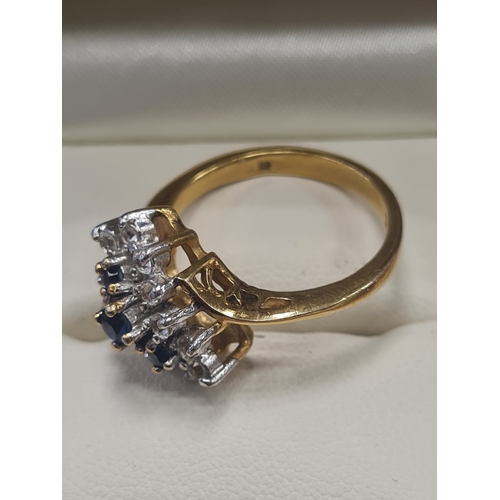 949 - 18k plated sapphire and cz ring size o