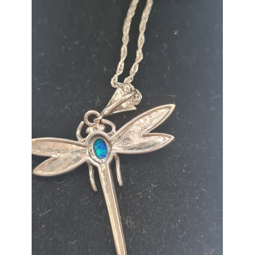 12L - Vintage large silver 925 dragon fly on silver 925 chain